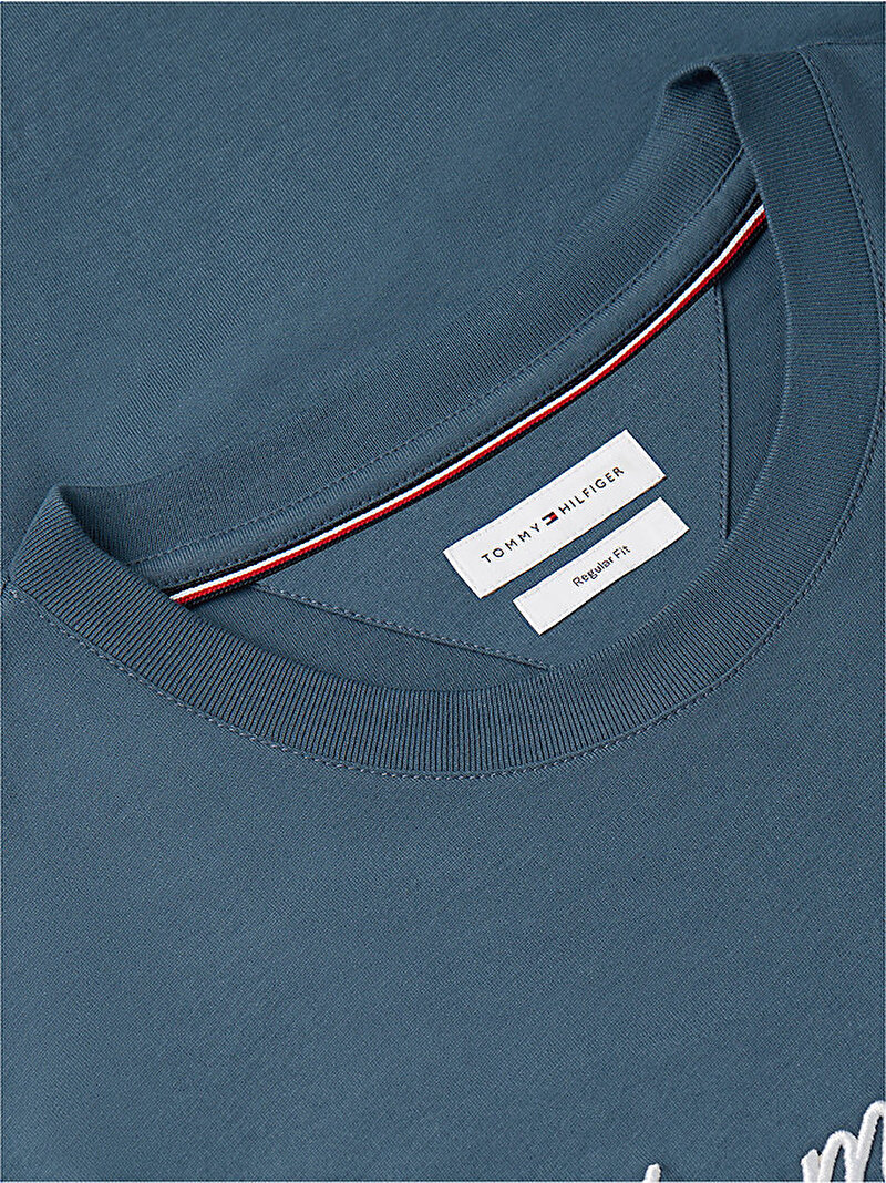 Erkek Script Logo T-shirt Mavi MW0MW33691DBZ