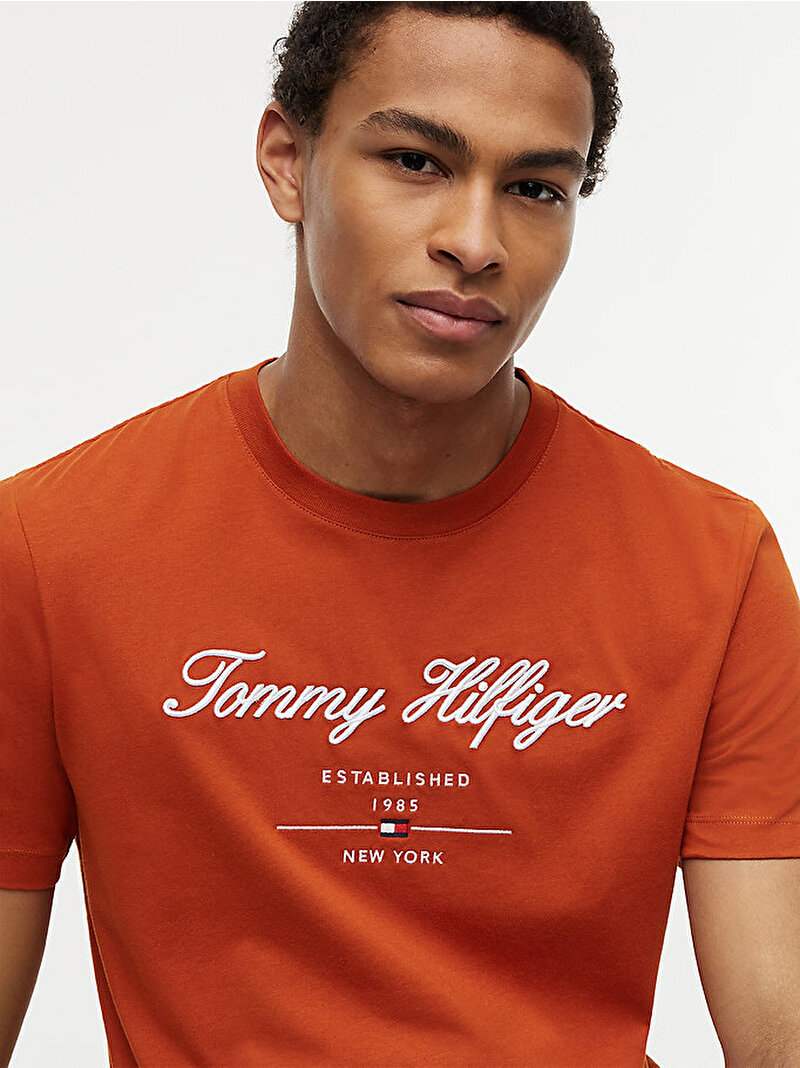 Erkek Script Logo T-shirt Turuncu MW0MW33691S0F