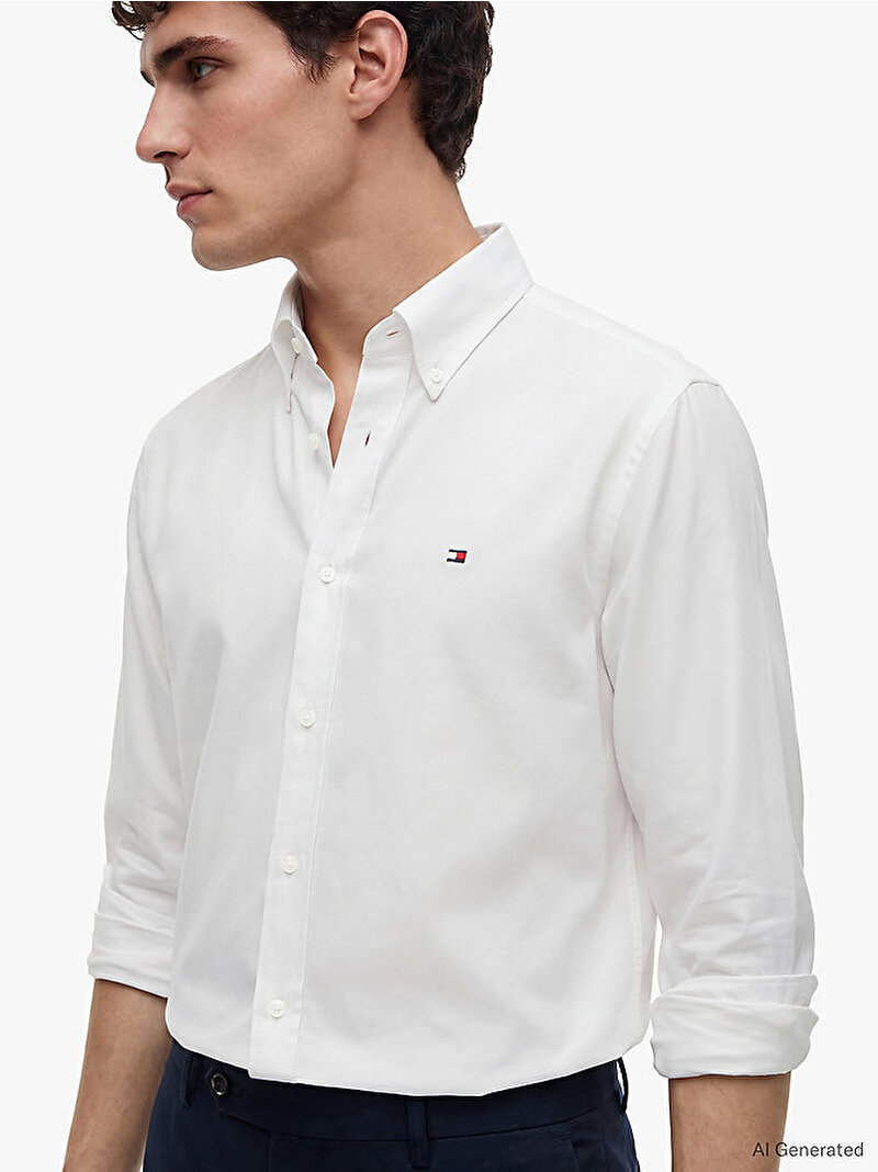 Erkek Oxford Solid Gömlek Beyaz MW0MW42936YBR
