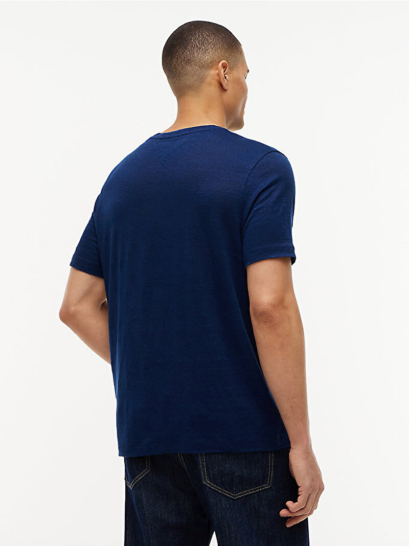 Erkek Linen Regular T-shirt Lacivert MW0MW43194DCC