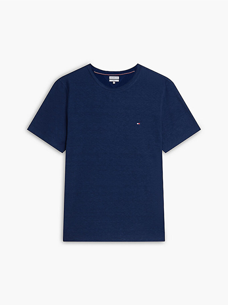 Erkek Linen Regular T-shirt Lacivert MW0MW43194DCC
