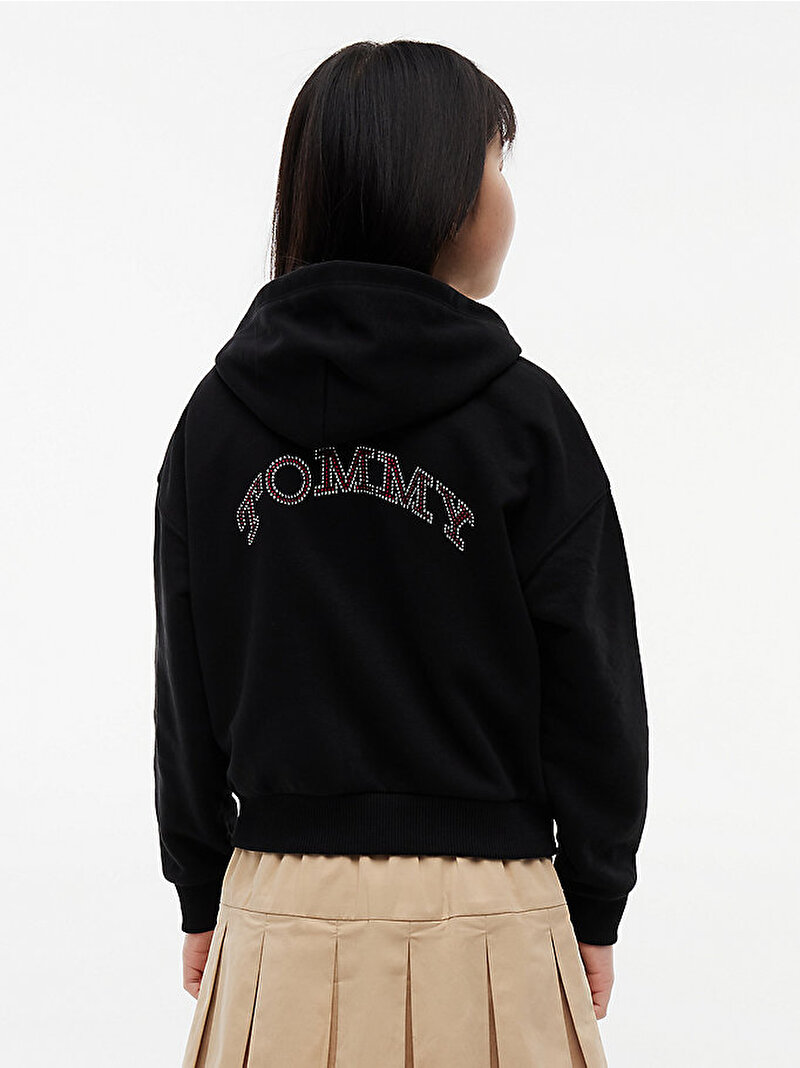 Kız Çocuk Tommy Rhinestone Sweatshirt Siyah KG0KG09443BDS