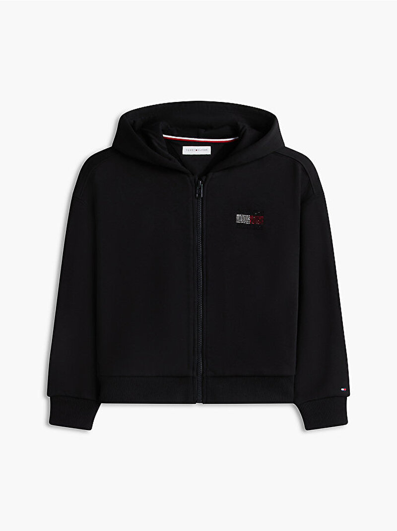 Kız Çocuk Tommy Rhinestone Sweatshirt Siyah KG0KG09443BDS