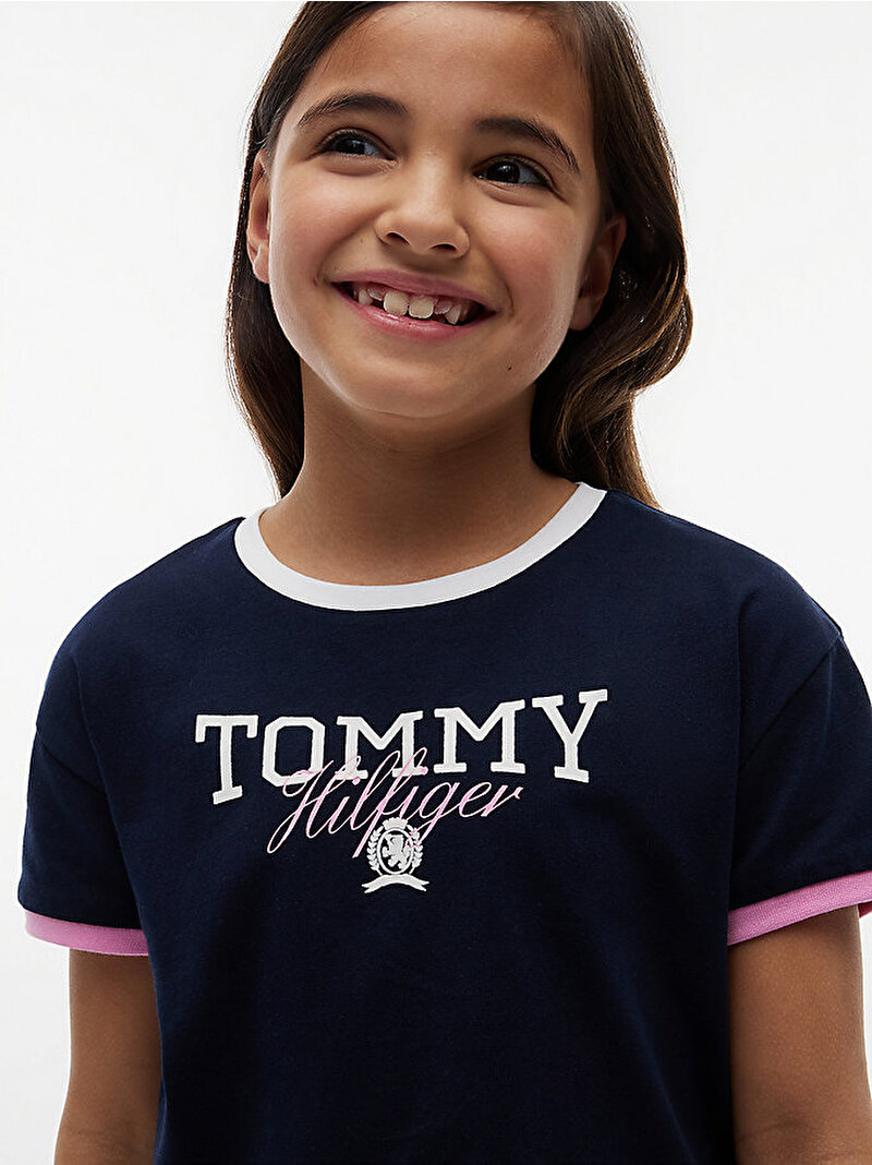 Kız Çocuk Tommy Crest T-shirt Lacivert KG0KG09459C1G