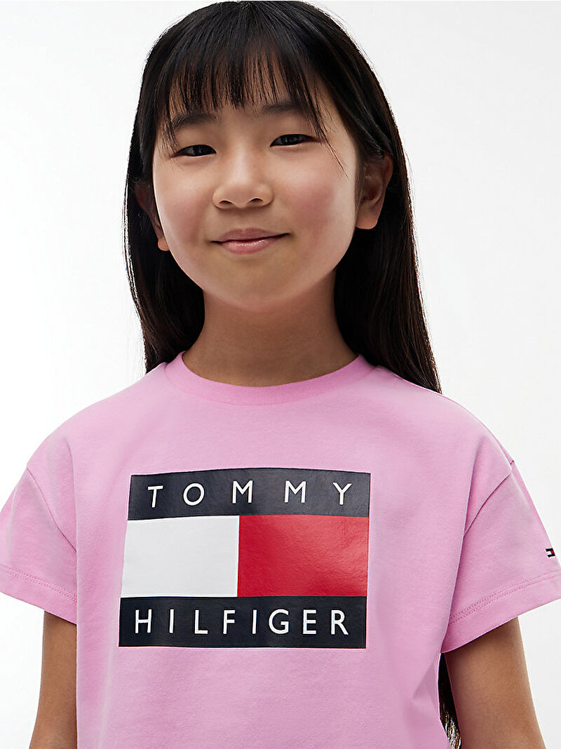 Kız Çocuk Heritage Flag T-shirt Pembe KG0KG09289TOU