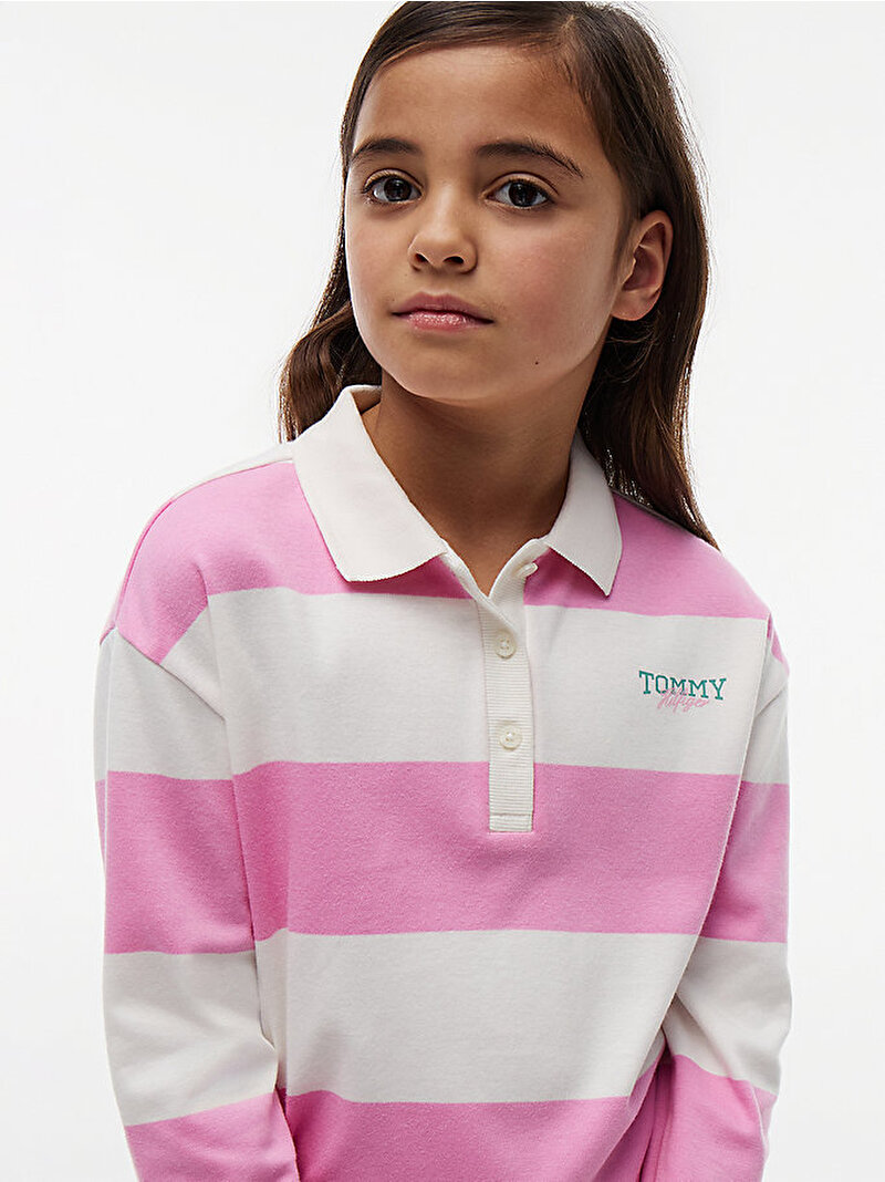 Kız Çocuk Rugby Stripe Polo T-shirt Pembe KG0KG09538TOU