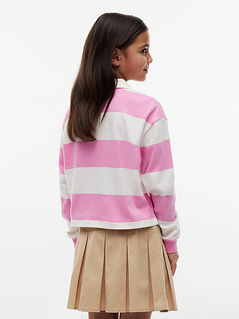 Kız Çocuk Rugby Stripe Polo T-shirt Pembe KG0KG09538TOU