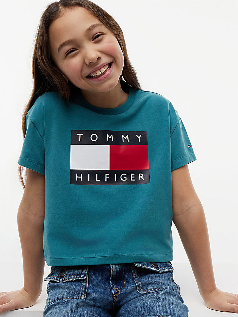 Kız Çocuk Heritage Flag T-shirt Yeşil KG0KG09289CT3