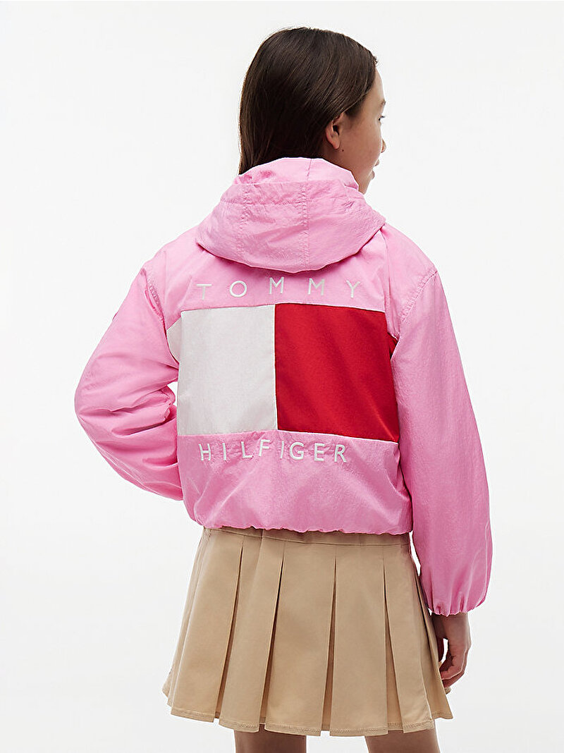 Kız Çocuk Hooded Shiny Flag Ceket Pembe KG0KG09416TOU