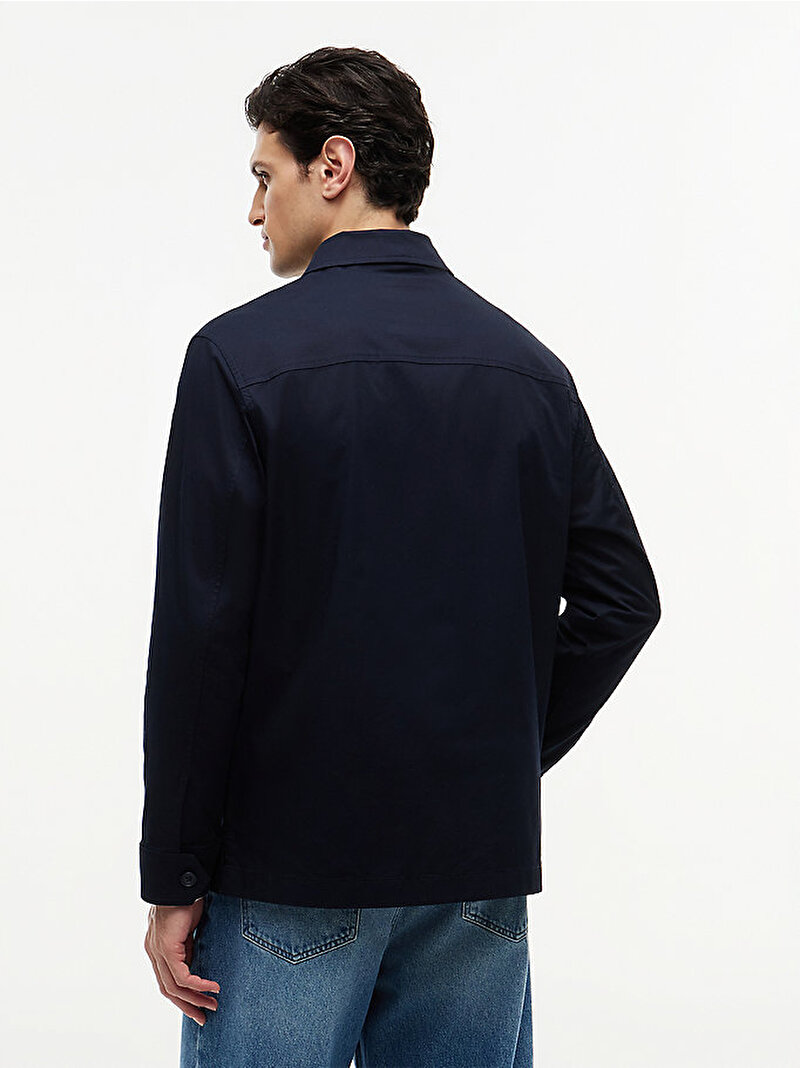 Erkek Cotton Blend Overshirt Ceket Lacivert MW0MW43471DW5