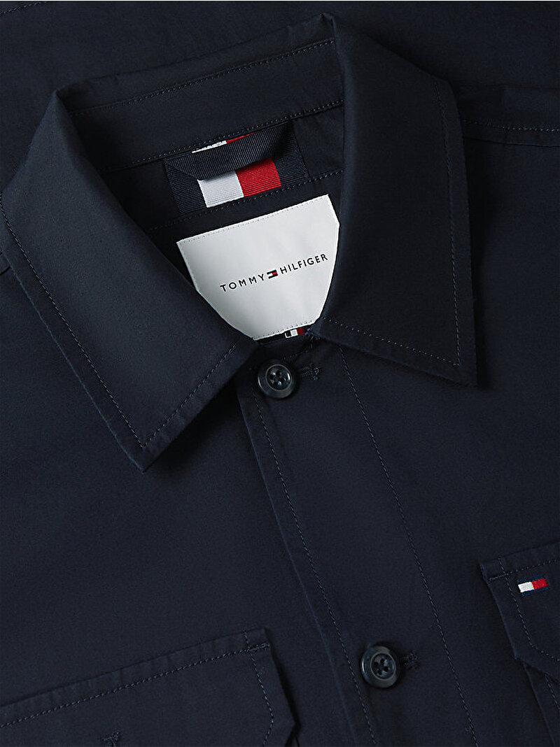 Erkek Cotton Blend Overshirt Ceket Lacivert MW0MW43471DW5