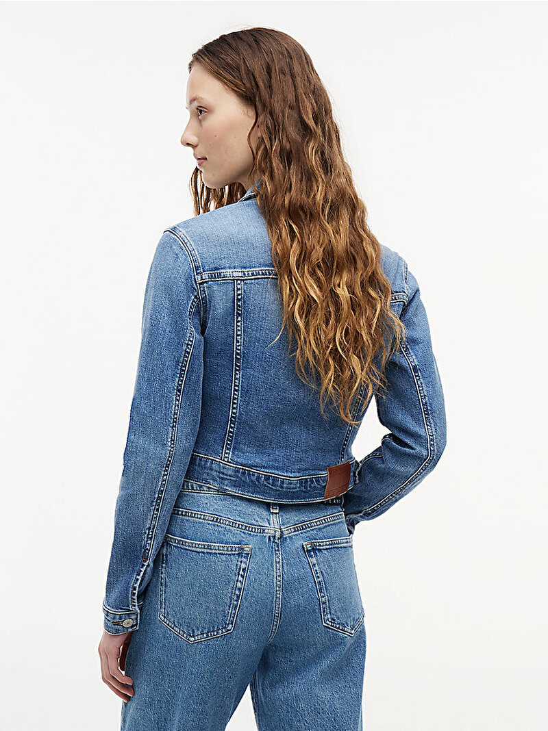 Kadın New Slim Trucker Denim Ceket Mavi DW0DW228981A5