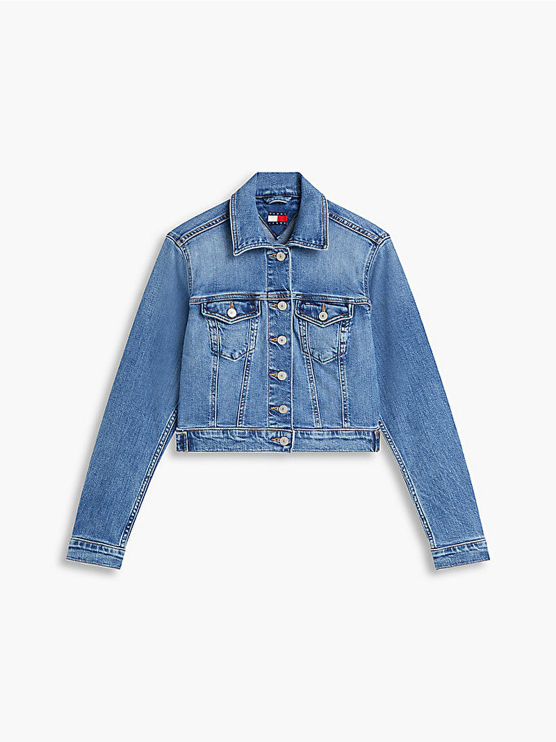 Kadın New Slim Trucker Denim Ceket Mavi DW0DW228981A5