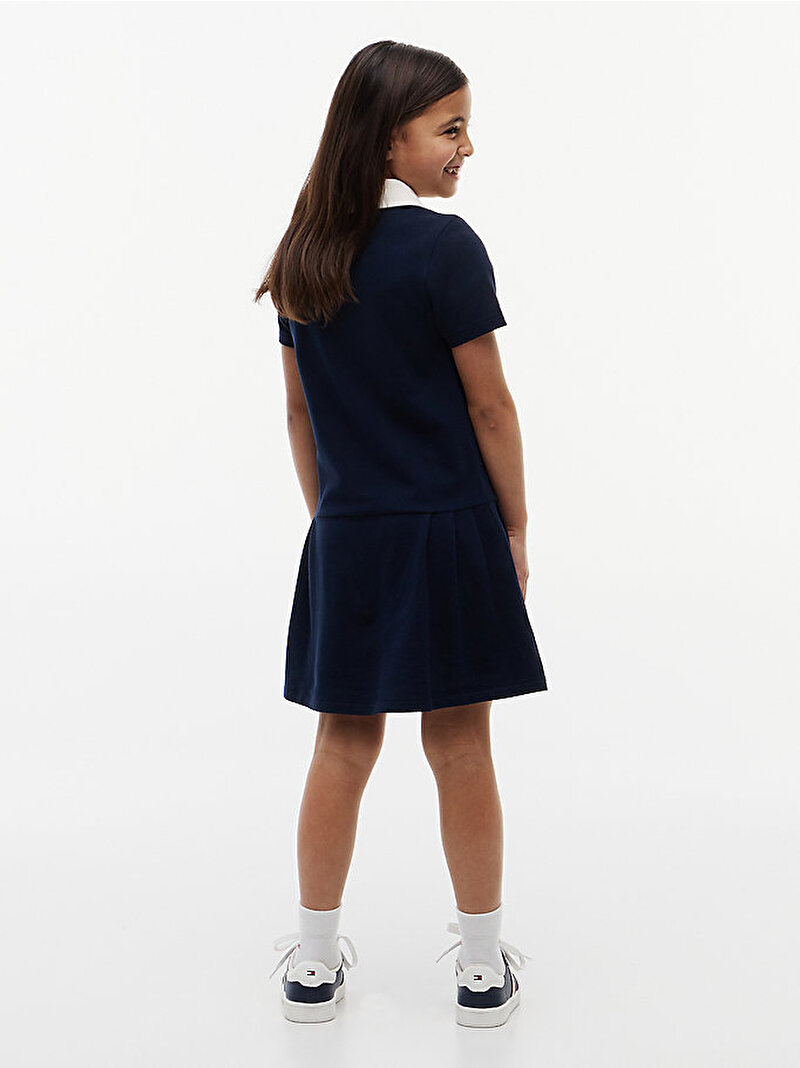 Kız Çocuk Pleated Polo Elbise Lacivert KG0KG09401C1G