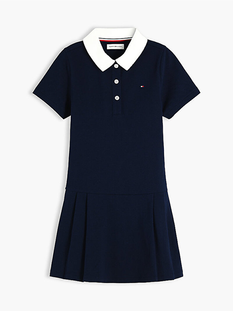 Kız Çocuk Pleated Polo Elbise Lacivert KG0KG09401C1G
