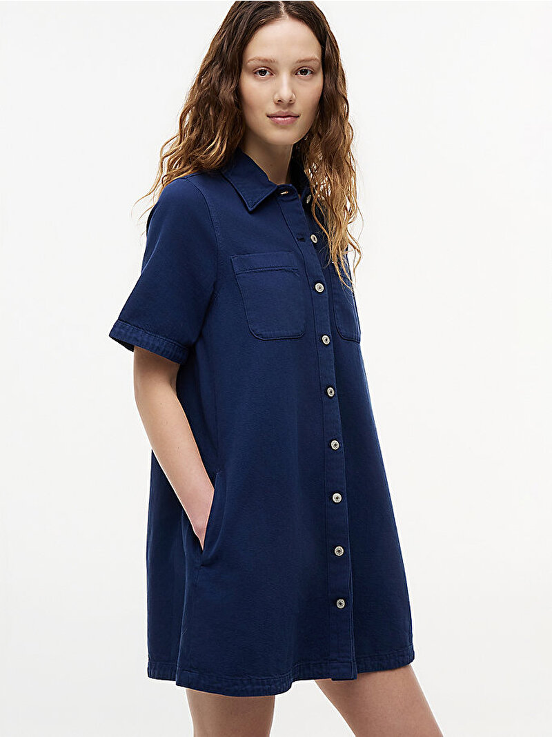 Kadın TJW Twill A-Line Elbise Mavi DW0DW228471A5