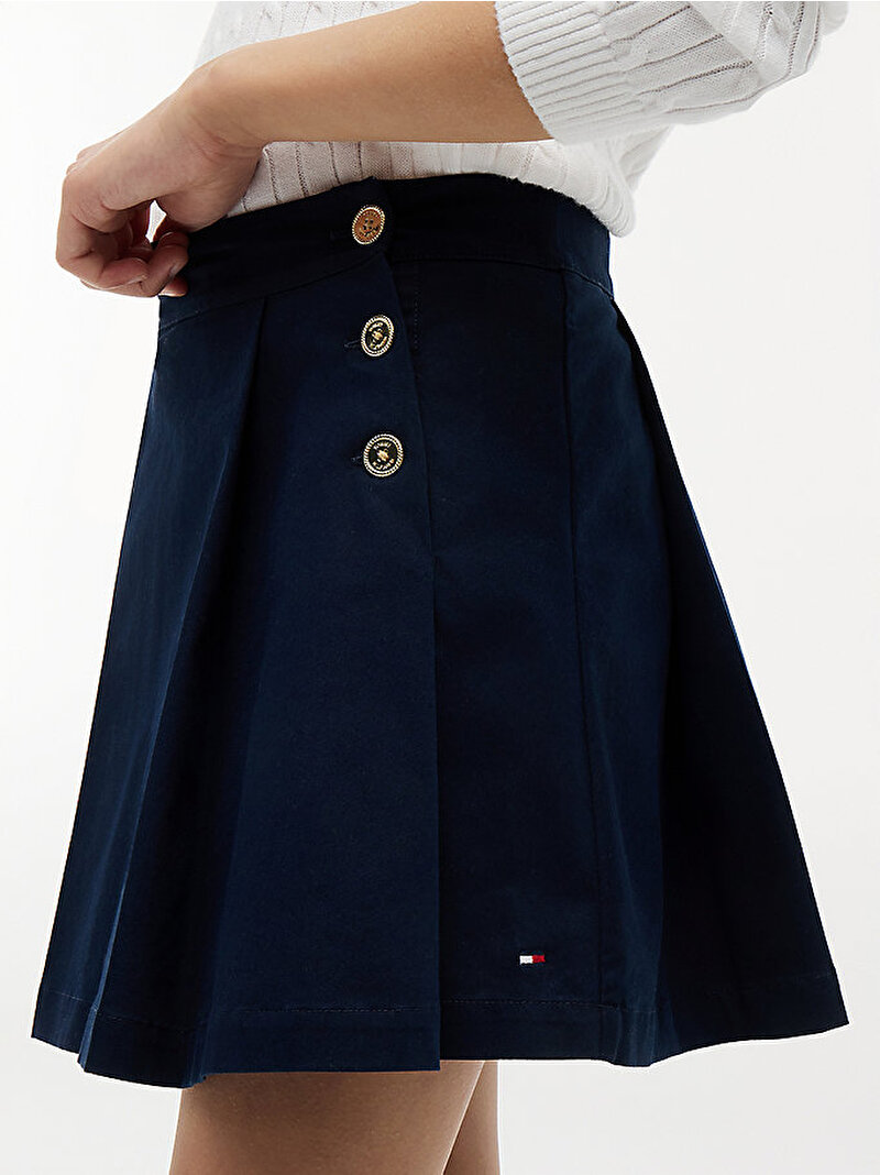 Kız Çocuk Gold Button Pleated Etek Lacivert KG0KG09436C1G