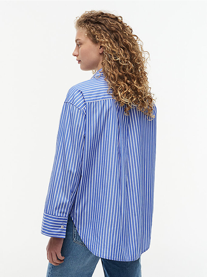 Kadın Modern Poplin Blue Gömlek Mavi WW0WW511200BH