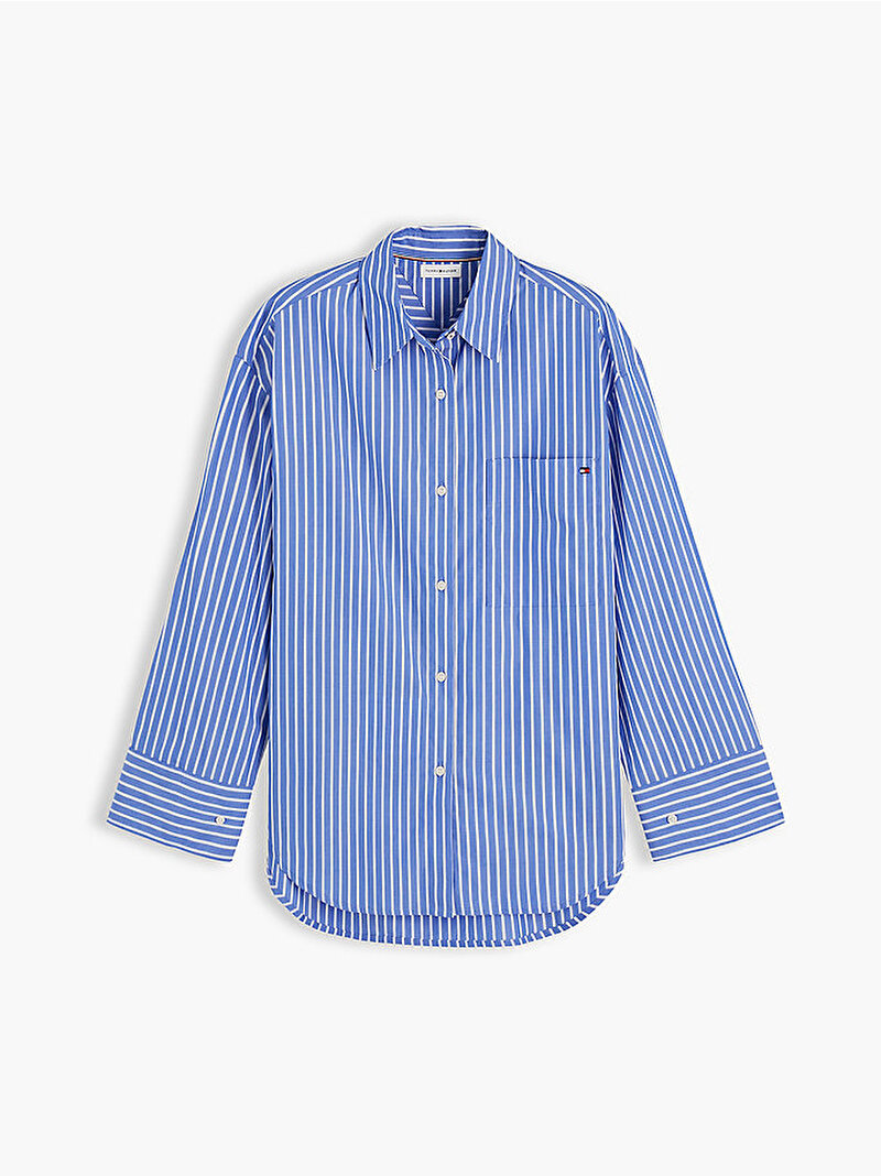 Kadın Modern Poplin Blue Gömlek Mavi WW0WW511200BH