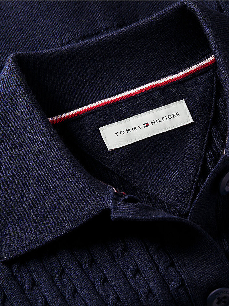 Kız Çocuk Polo Collar Rib Hırka Lacivert KG0KG09429C1G