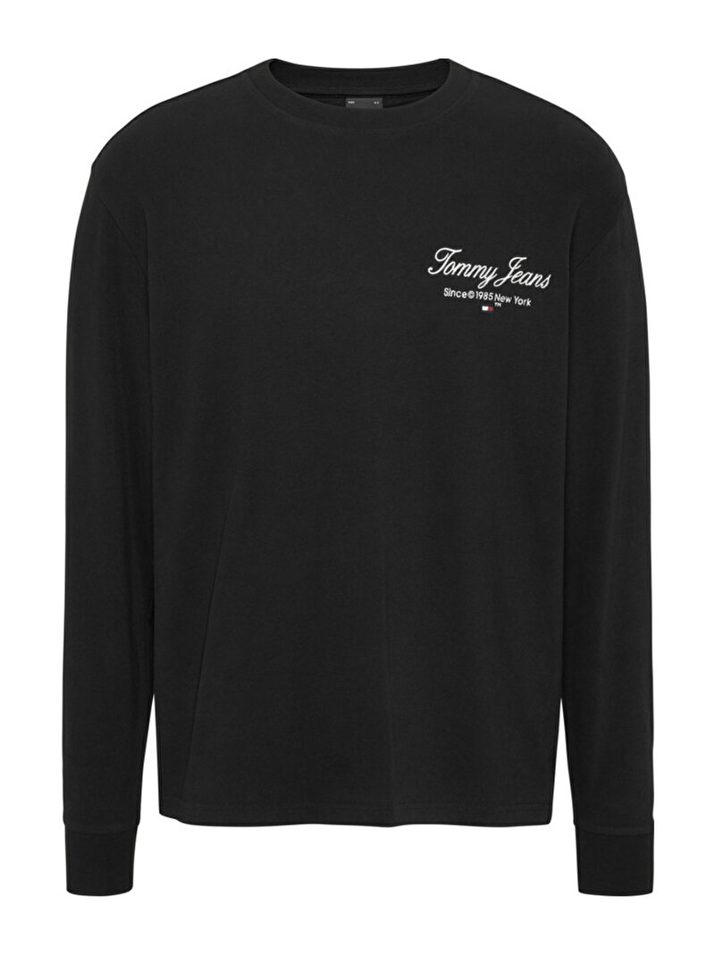 Erkek Tjm Reg Ls Luxe Sweatshirt Siyah DM0DM18296BDS