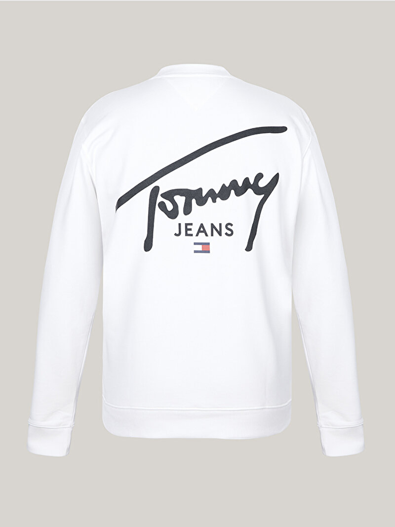 Erkek Tjm Reg Entry Graphic Sweatshirt Beyaz  DM0DM19230YBR