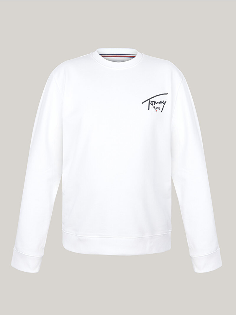 Erkek Tjm Reg Entry Graphic Sweatshirt Beyaz  DM0DM19230YBR