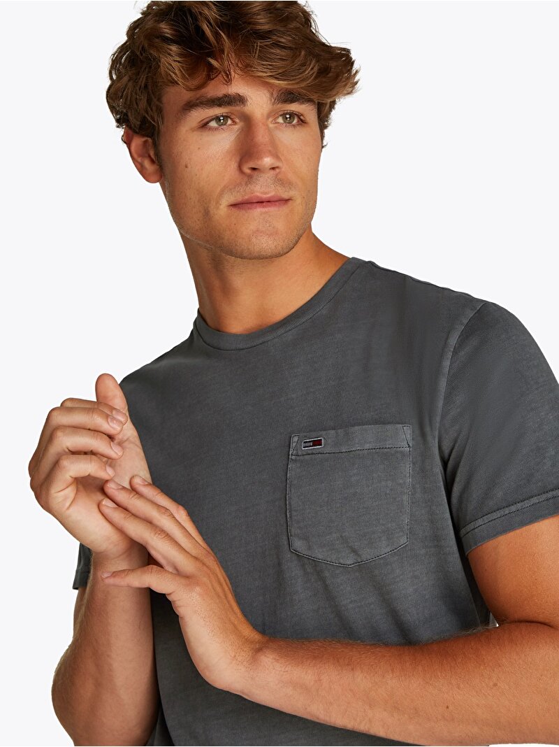 Erkek Tjm Slim Washed Pocket T-Shirt Gri DM0DM20332PT2