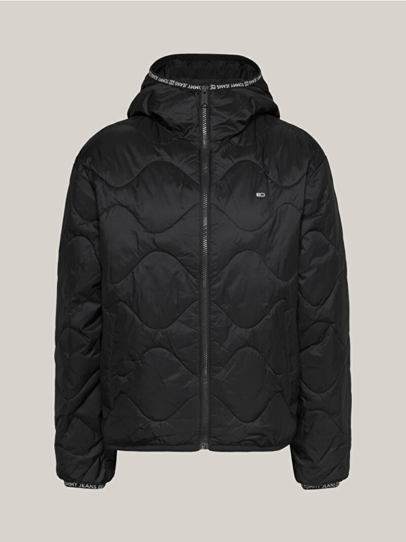 Kadın Tjw Quilted Tape Hooded Puffer Mont Siyah DW0DW17242BDS