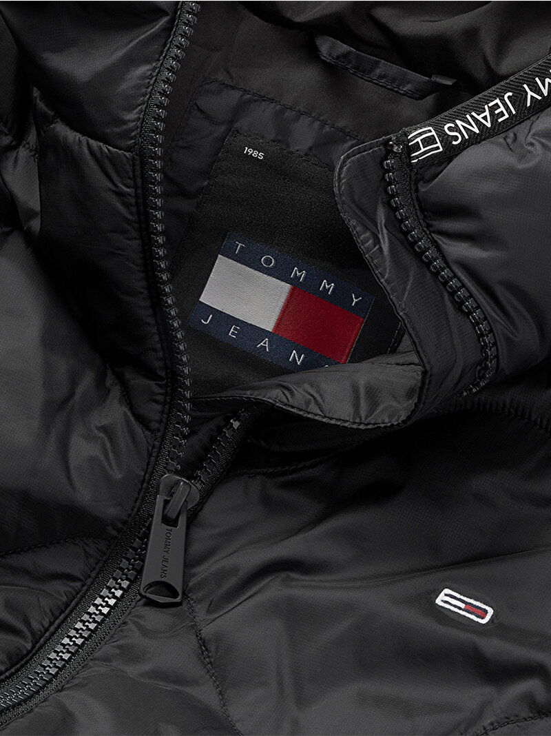 Kadın Tjw Quilted Tape Hooded Puffer Mont Siyah DW0DW17242BDS