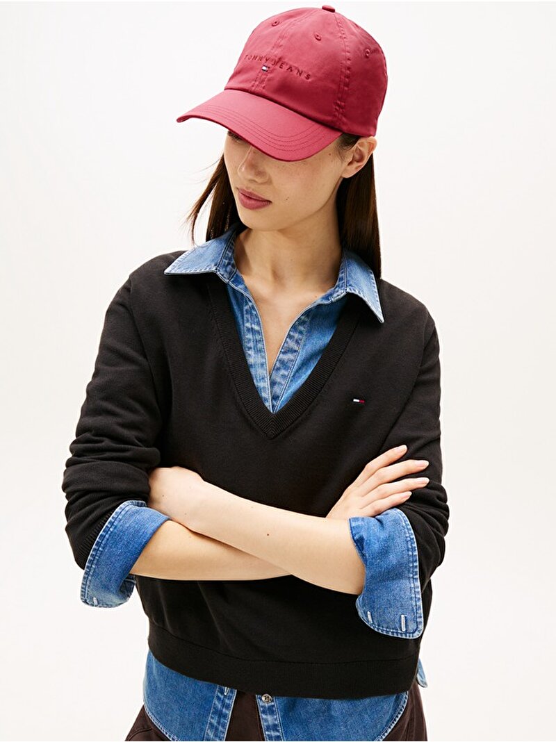 Kadın Tjw Essential Vneck Kazak Siyah DW0DW19888BDS