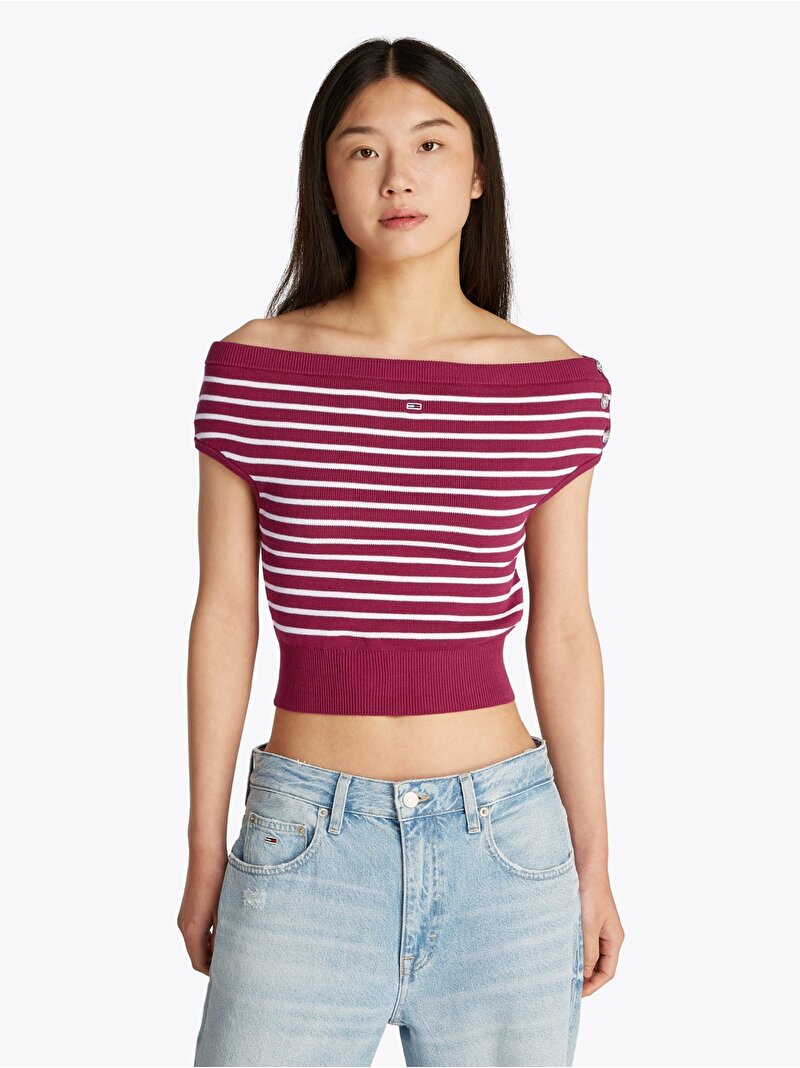 Kadın Tjw Off Shoulder Kazak Kırmızı DW0DW202520E1