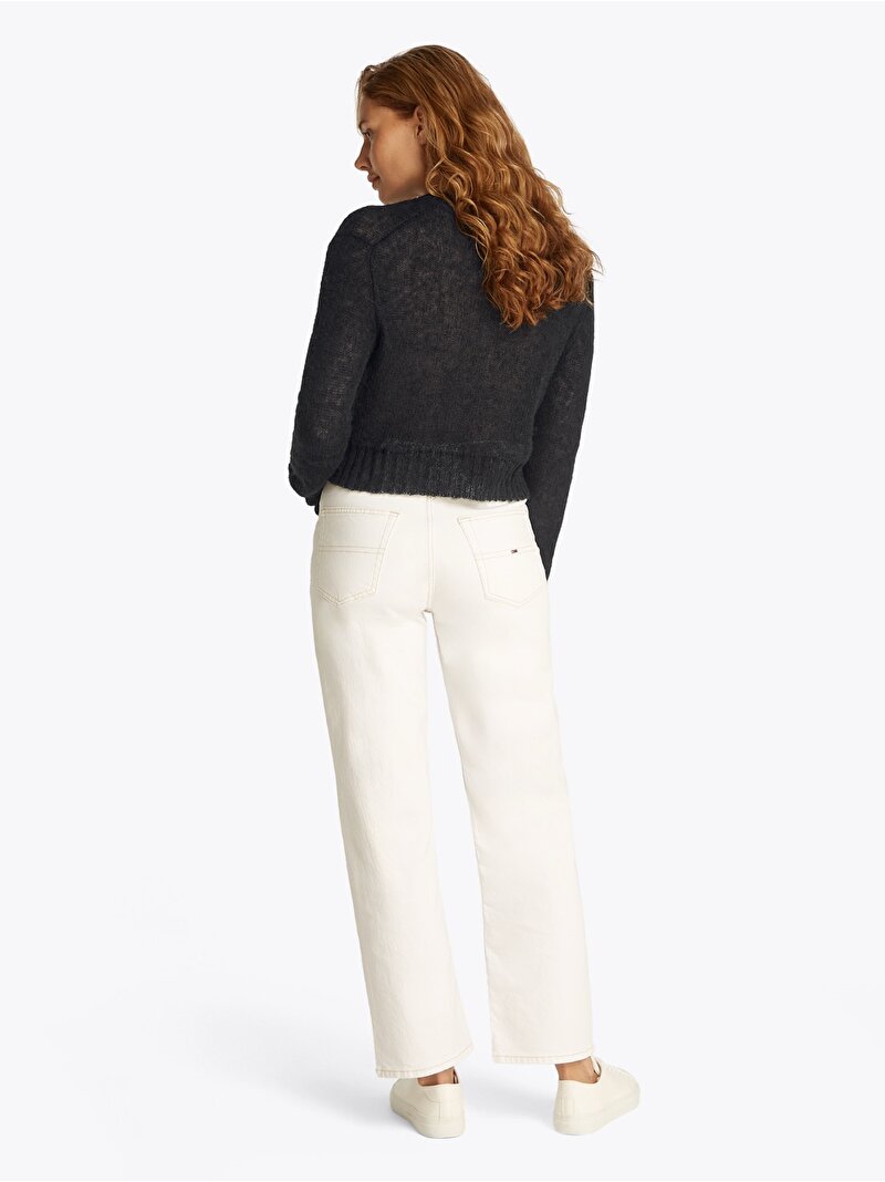 Kadın Tjw Open Knit V-Neck Kazak Siyah DW0DW20258BDS