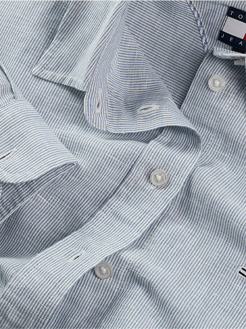 Kadın Tjw Relax Linen Gömlek Mavi  DW0DW202920A8