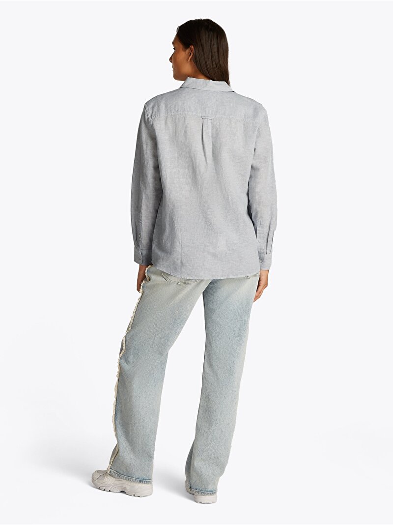 Kadın Tjw Relax Linen Gömlek Mavi  DW0DW202920A8