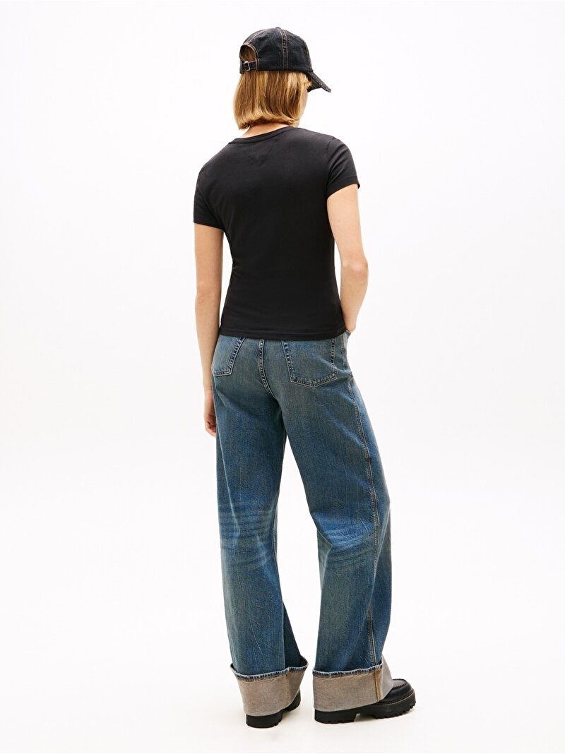 Kadın Tjw Slim C-Neck T-Shirt Siyah DW0DW20459BDS