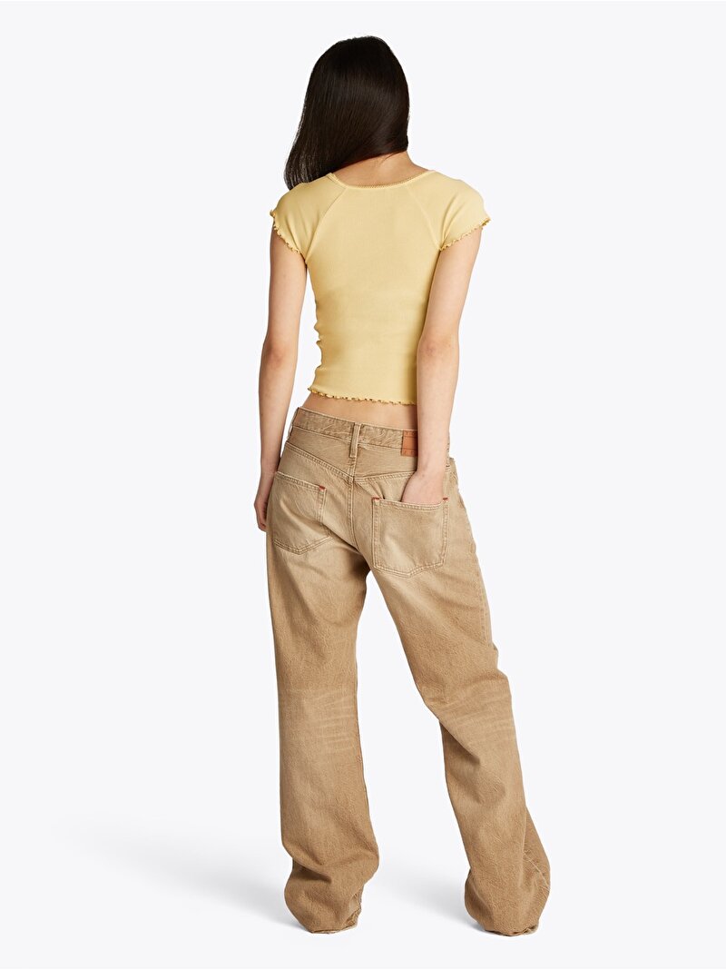 Kadın Tjw Slim Vneck T-Shirt Sarı DW0DW21349ZGA