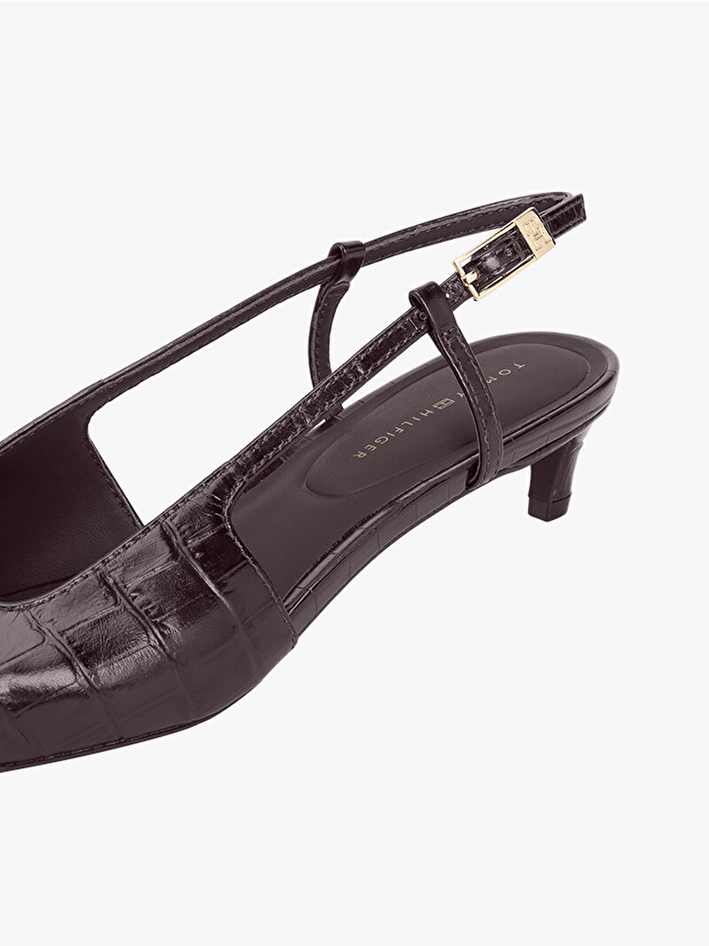 Kadın Croc Slingback Topuklu Ayakkabı Kahverengi FW0FW08990GR8