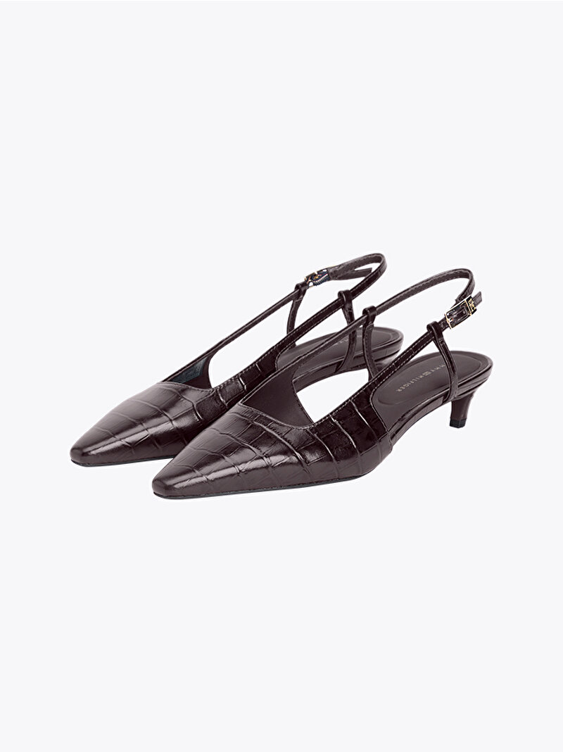 Kadın Croc Slingback Topuklu Ayakkabı Kahverengi FW0FW08990GR8