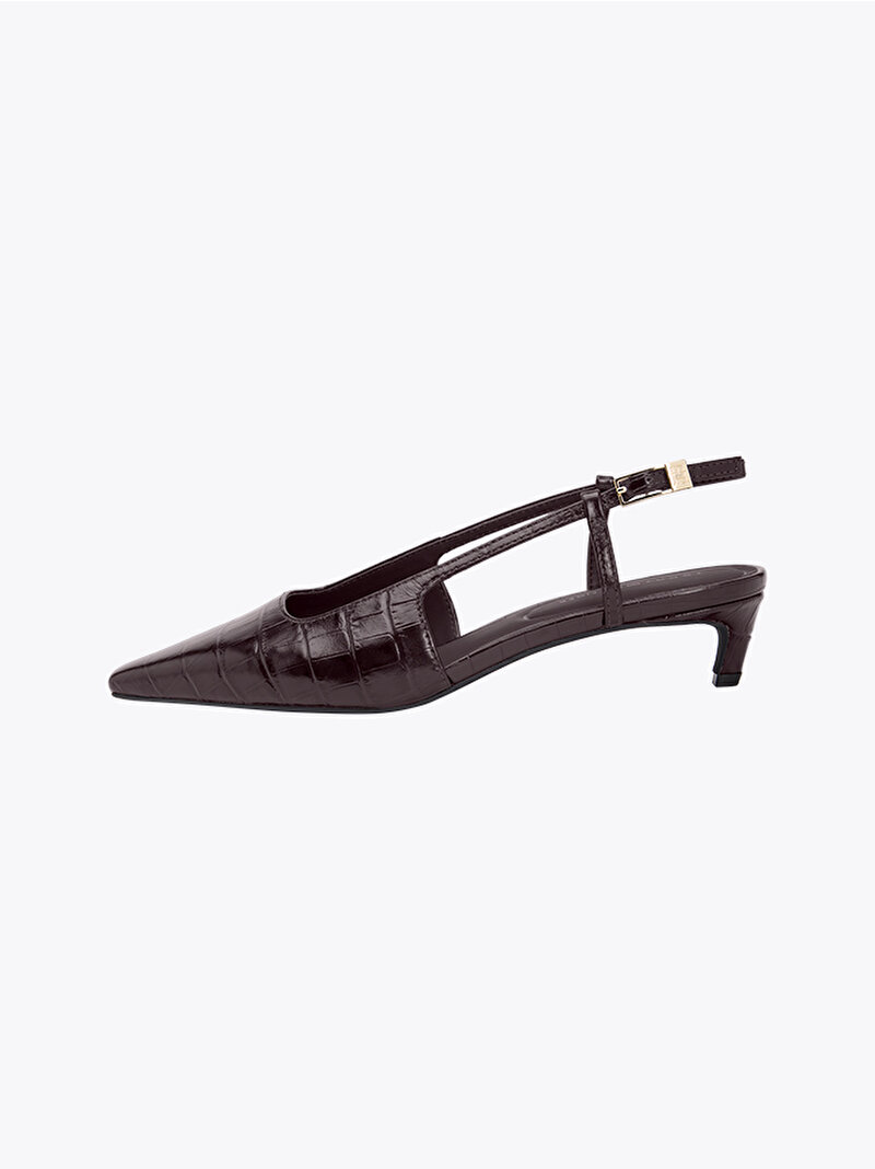 Kadın Croc Slingback Topuklu Ayakkabı Kahverengi FW0FW08990GR8
