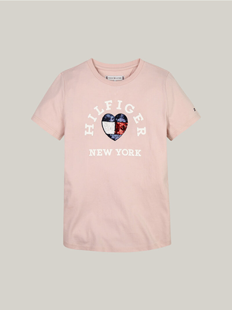 Kız Çocuk Hilfiger Sequins T-Shirt Pembe  KG0KG07857TJQ