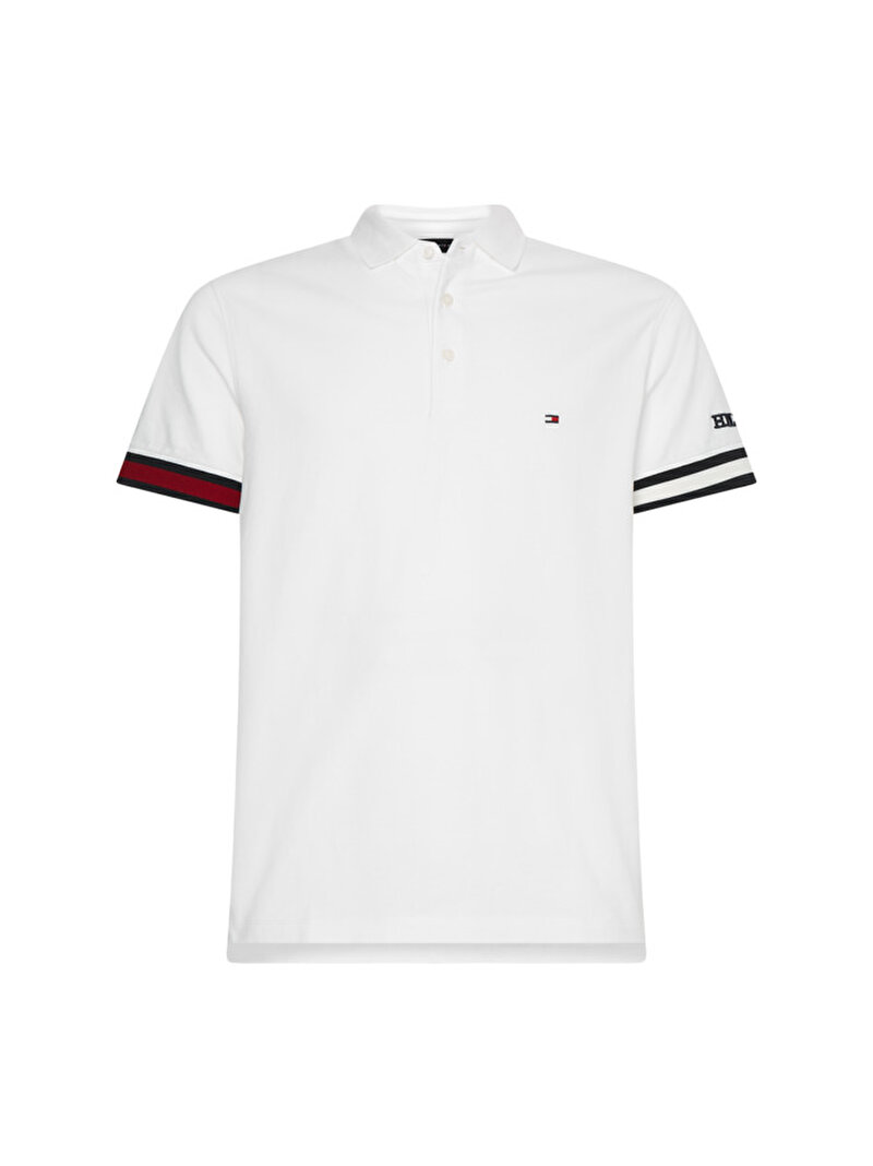 Erkek Flag Cuff Sleeve Polo Yaka T-Shirt Beyaz  MW0MW29528YBR