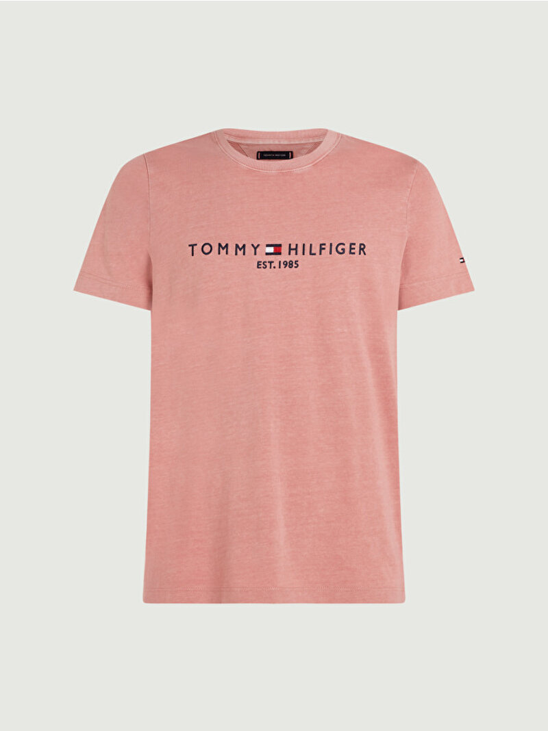 Erkek Garment Dye Tommy T-Shirt Pembe  MW0MW35186TJ5