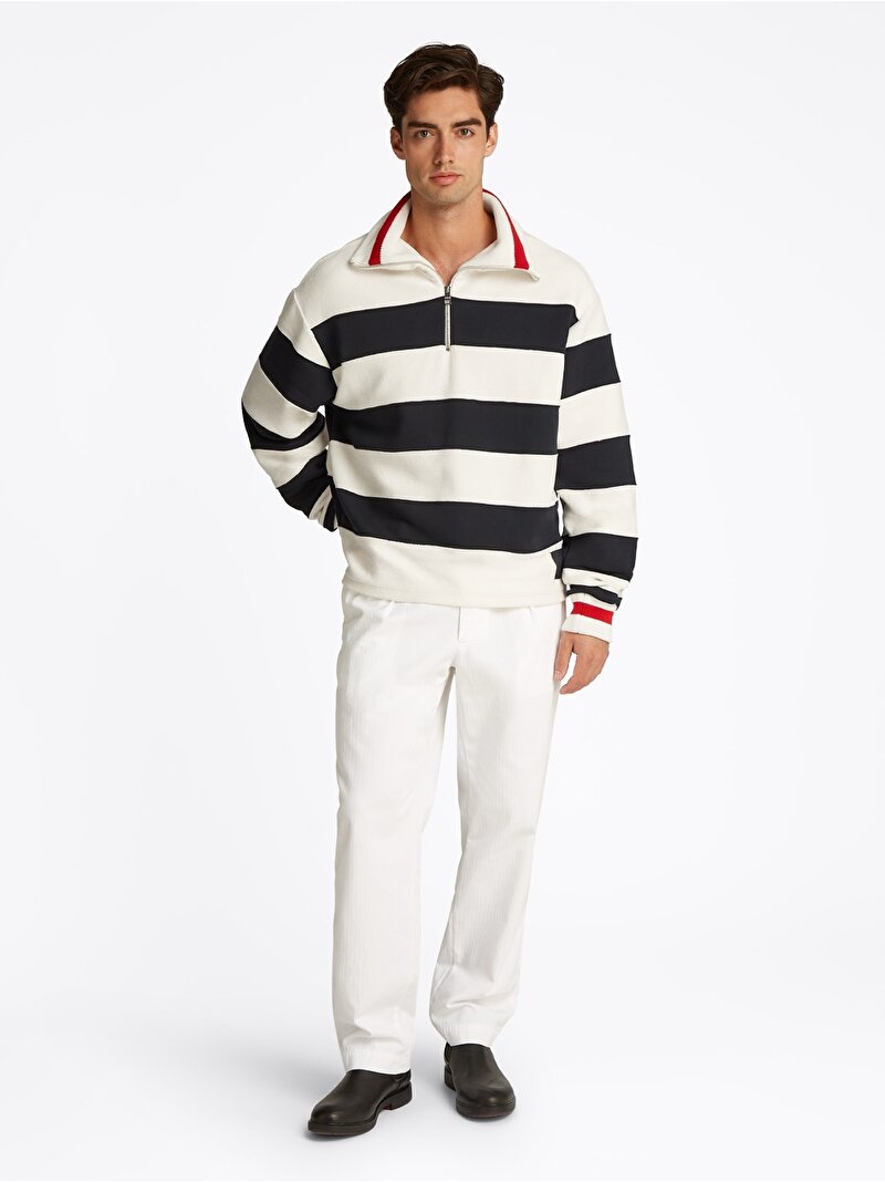 Erkek T1 Boxy Breton Stripe Sweatshirt Çok renkli MW0MW38967DW5
