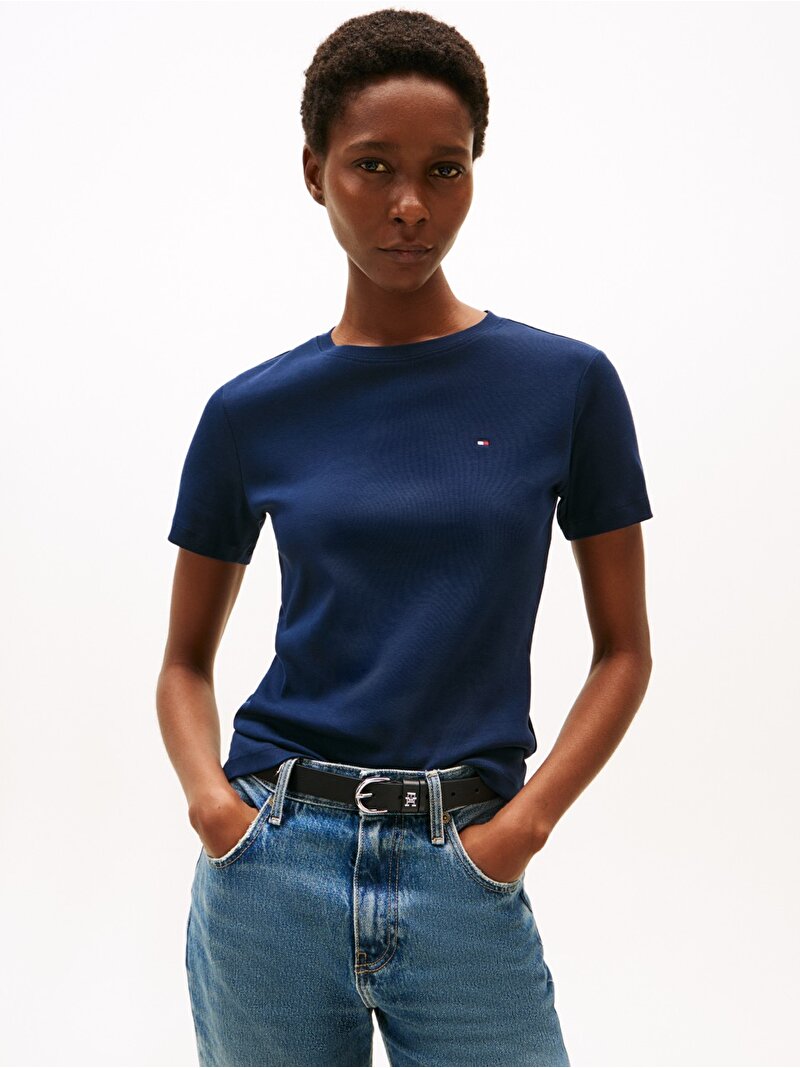 Kadın Slim Cody C-Nk T-Shirt Lacivert WW0WW40587C1G