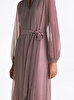 Kadın Ruffle Pleat Belted Elbise