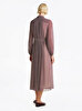 Kadın Ruffle Pleat Belted Elbise