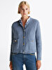Kadın Textured Gold Button Hırka