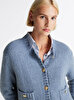 Kadın Textured Gold Button Hırka