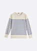Çocuk Unisex U C-Neck Stripe Kazak